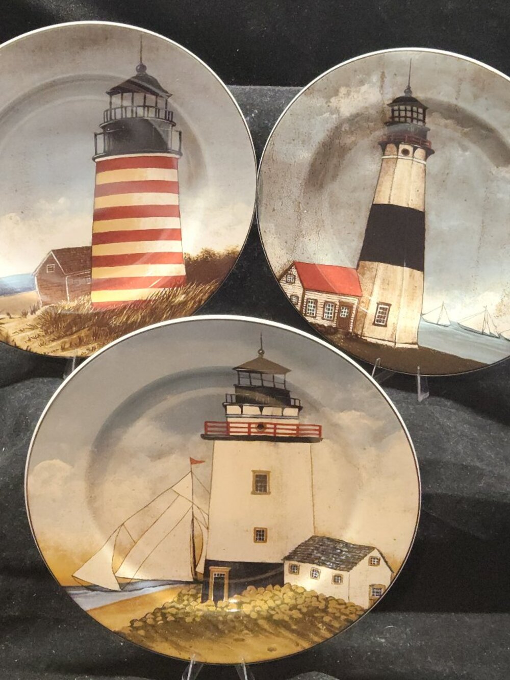 David Carter Brown “By the Sea” Lighthouse Plate Trio